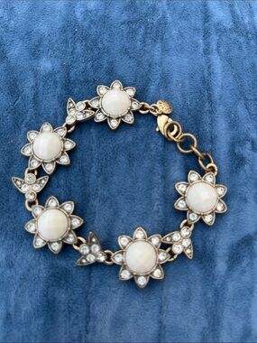J.Crew 7.5" Antique Gold Flower Bracelet